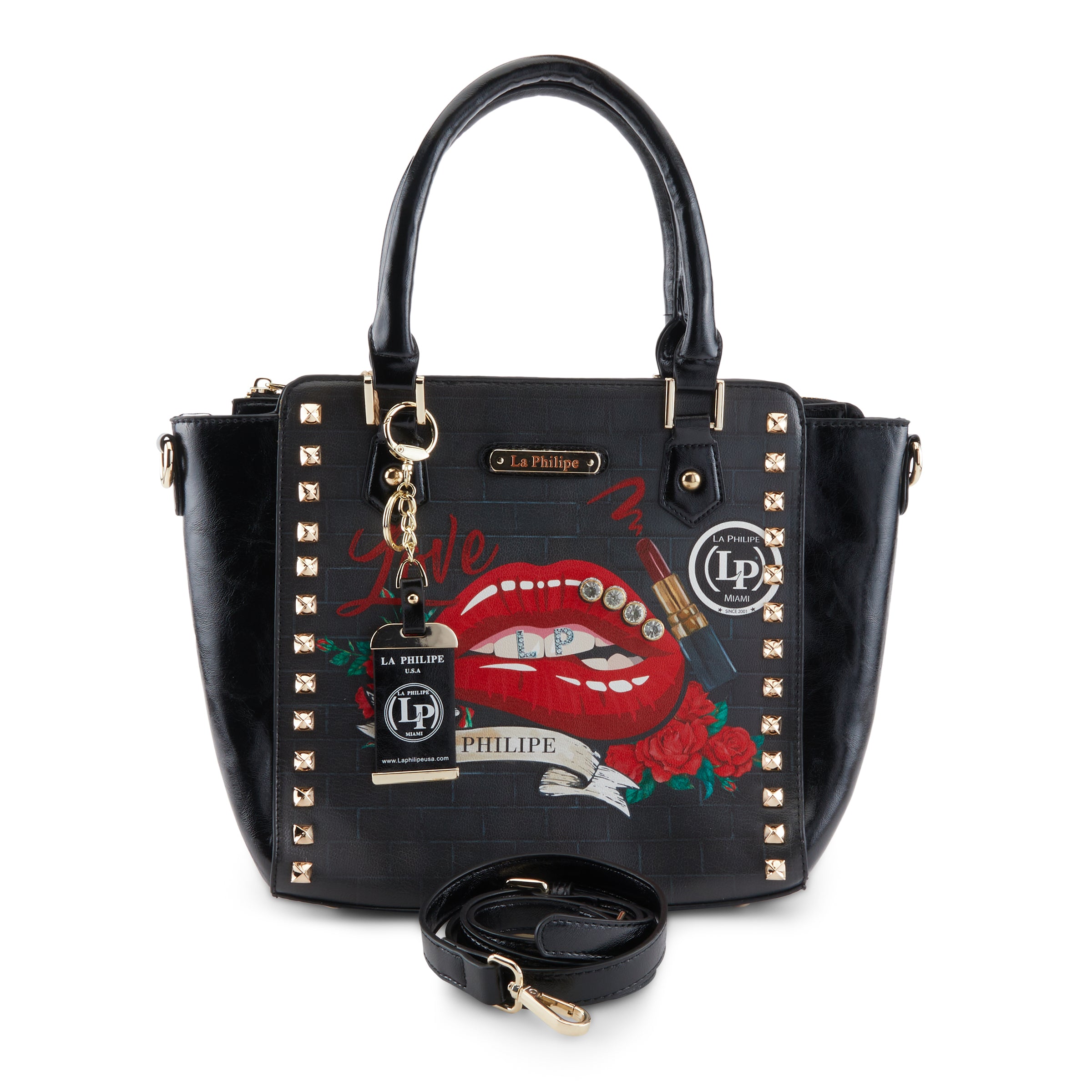 LA PHILIPE LP1022-16 RED LIPS HANDBAG-SATCHEL