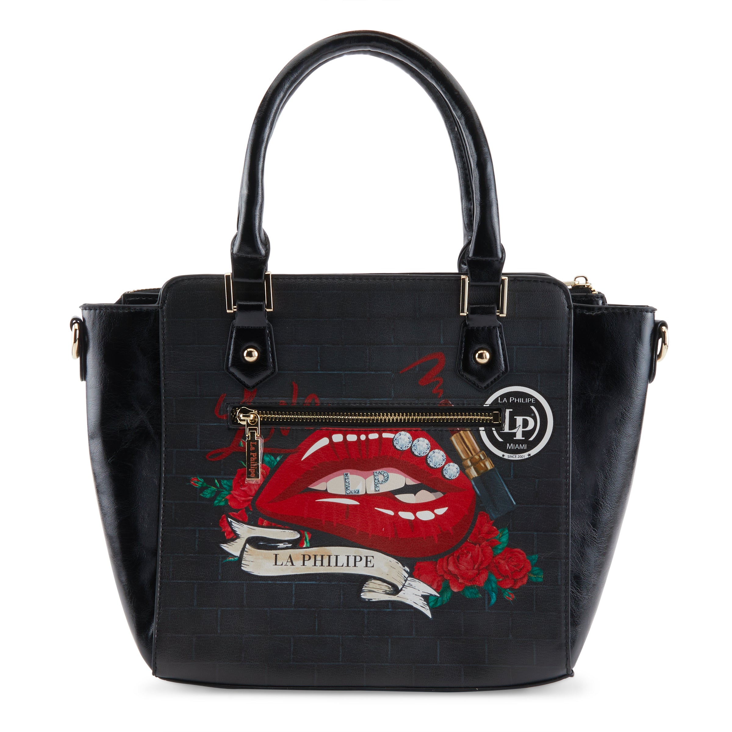 LA PHILIPE LP1022-16 RED LIPS HANDBAG-SATCHEL