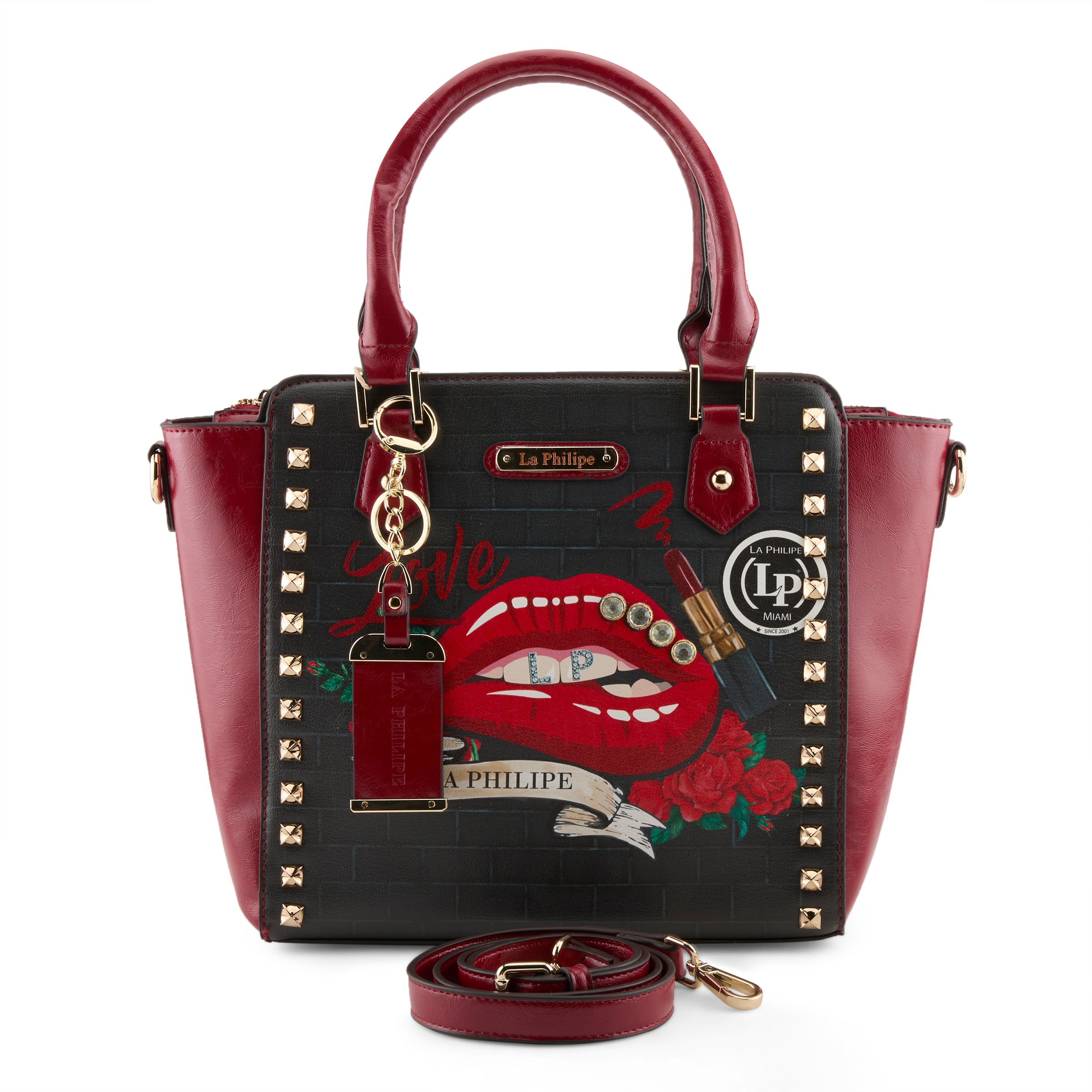 LA PHILIPE LP1022-16 RED LIPS HANDBAG-SATCHEL