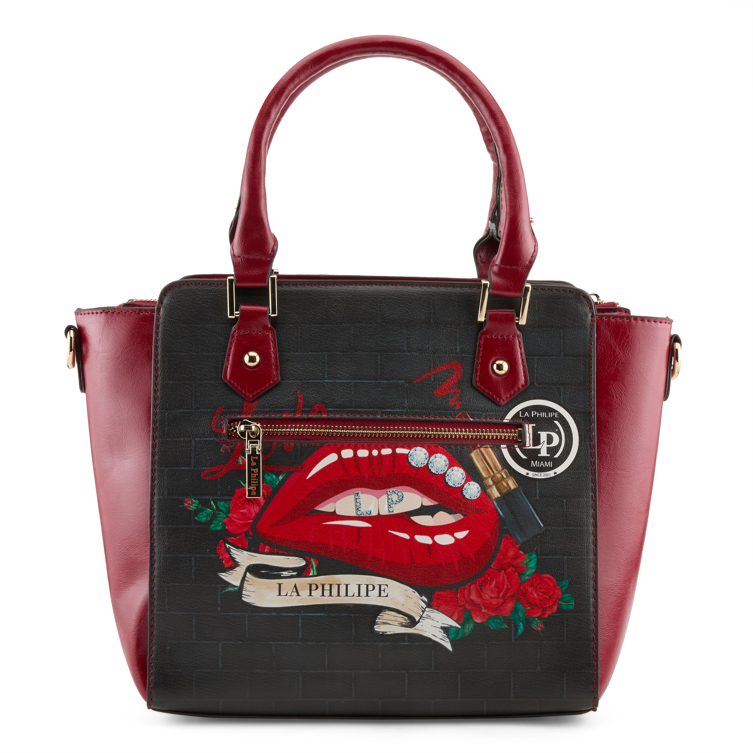 LA PHILIPE LP1022-16 RED LIPS HANDBAG-SATCHEL