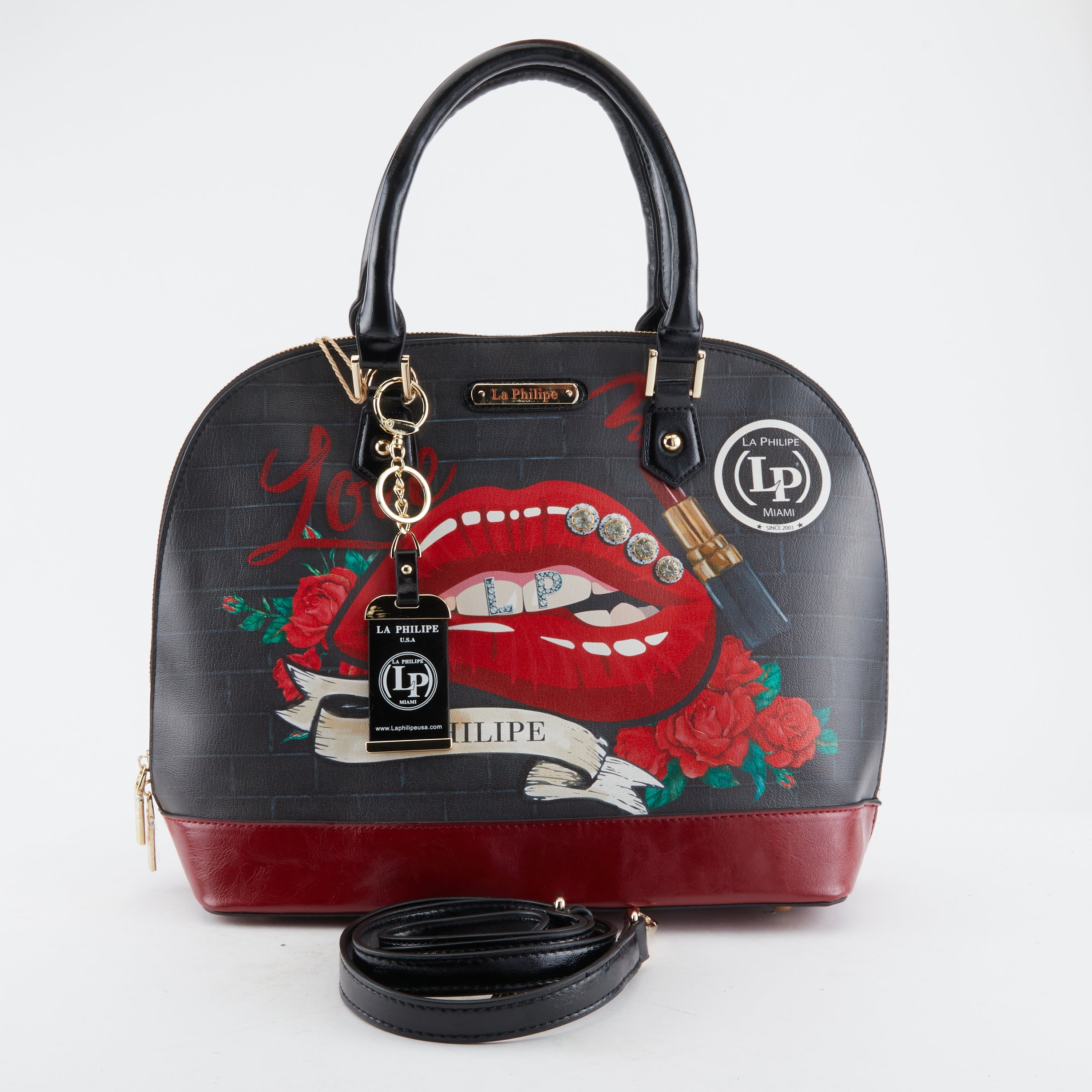 LA PHILIPE LP1027-16 RED LIPS HANDBAG-OVAL