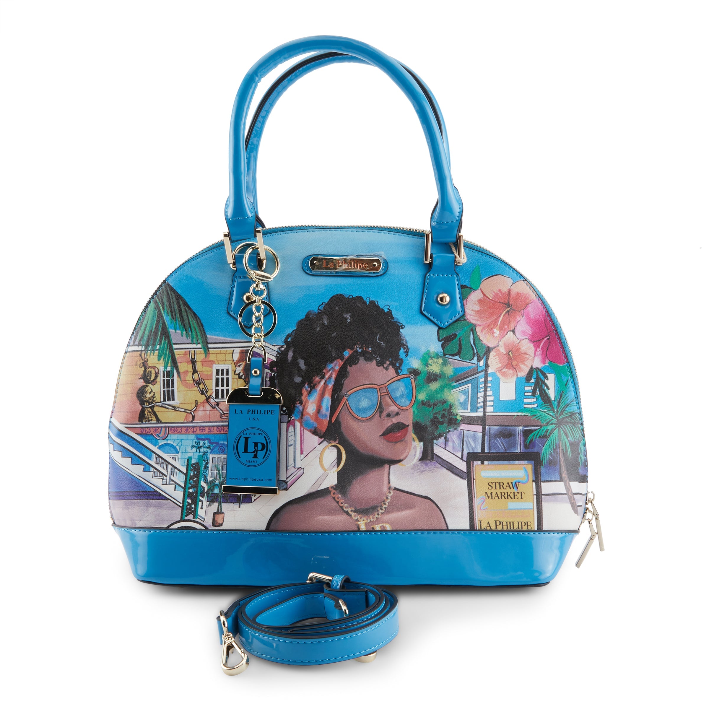 LA PHILIPE LP1023-8 BLUE IN BAHAMAS HANDBAG-OVAL